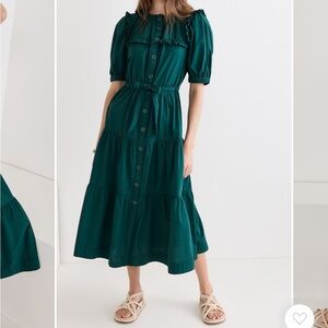 SEA Sybille Solid Green Midi Dress